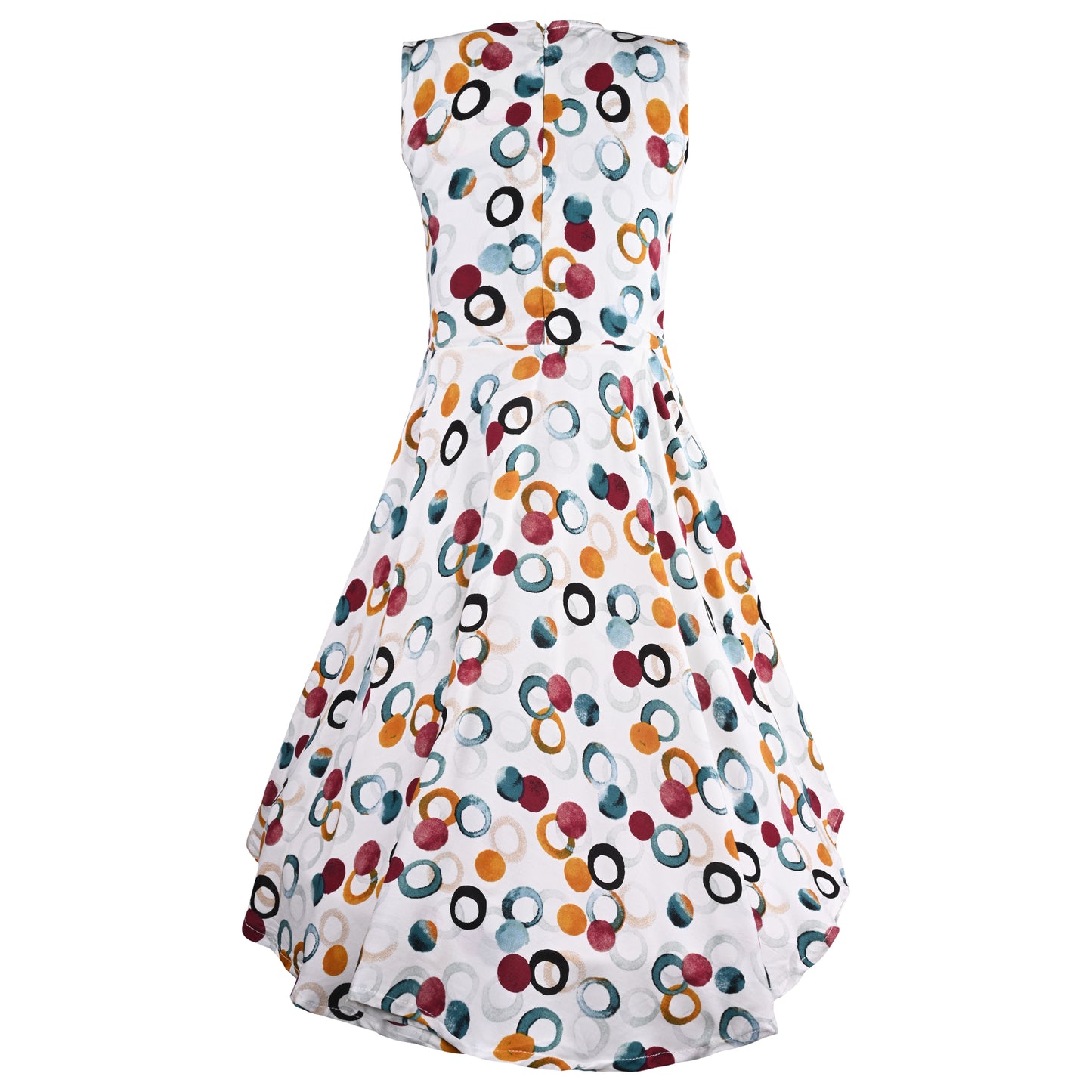 Girls Polka Print Fit and Flare Sleeveless Frock Dress