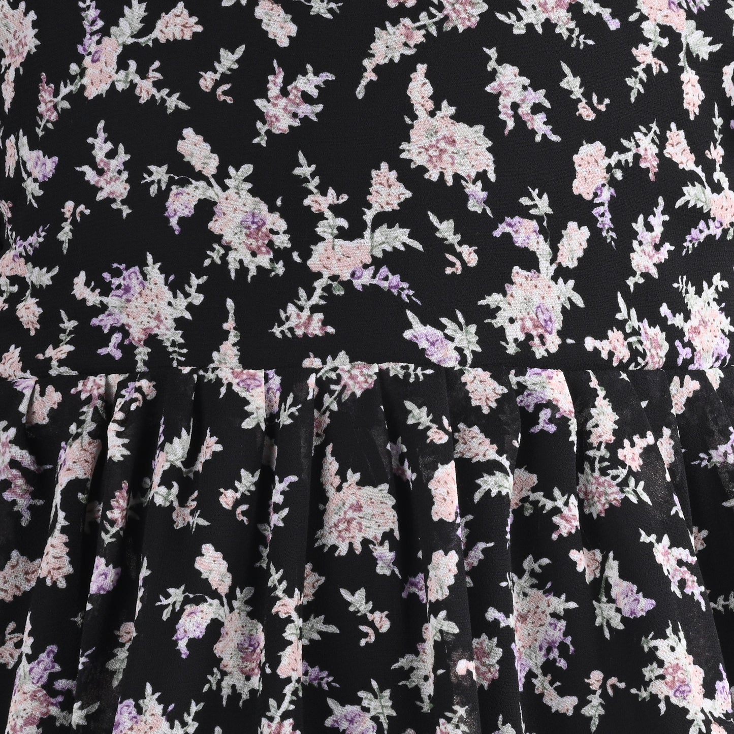 Girls Floral Print Georgette Casual Dress with Flared Sleeves