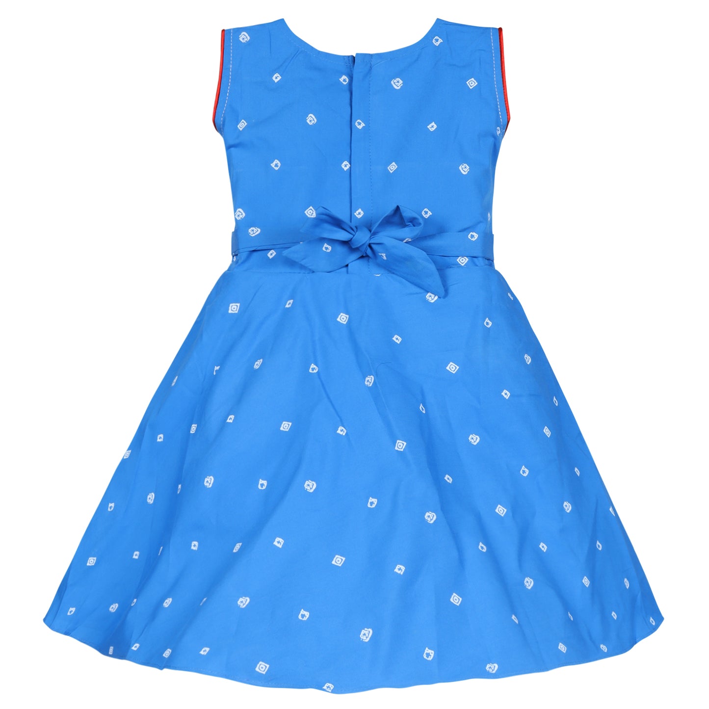 Girls Cotton Printed Floral Applique Summer Dress