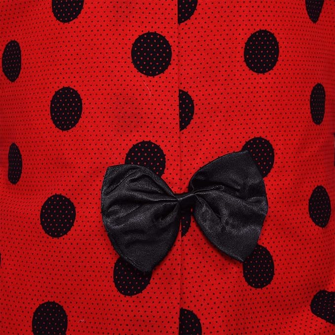 Girls Polka Dot Cotton Party Wear Dress with Bow Detail