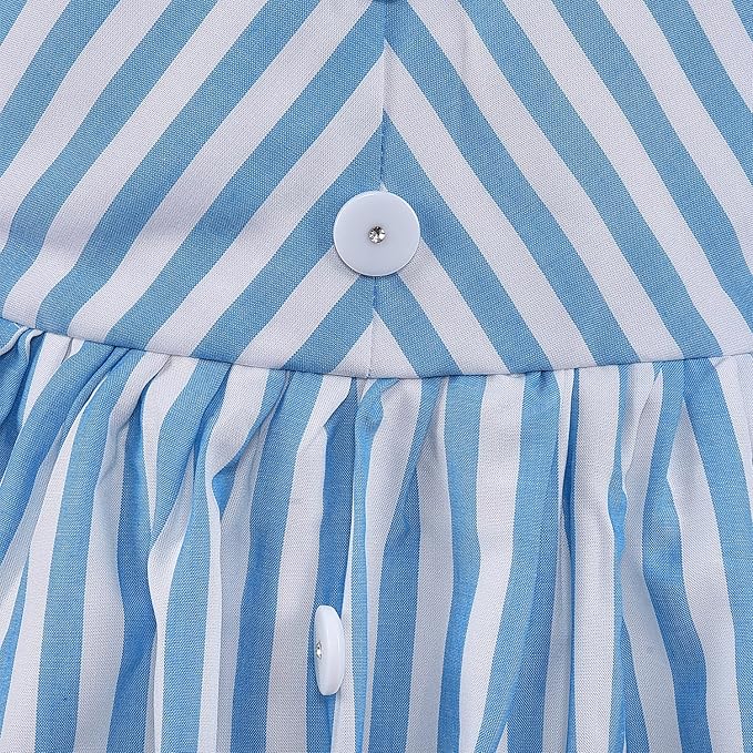 Wish Karo Girls Blue & White Striped Button-Down Dress