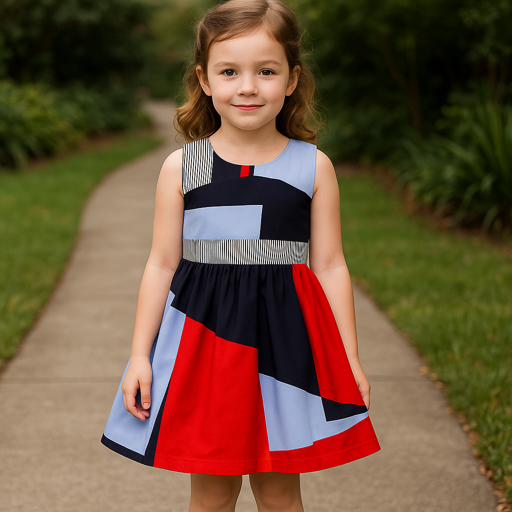 Girls Pure Cotton Colour Block Summer Dress
