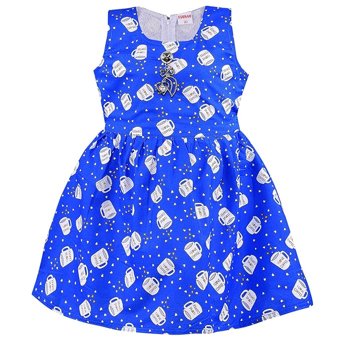 Girls Printed Cotton Sleeveless Dress