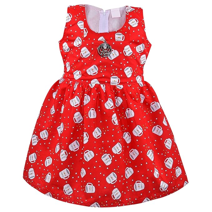 Girls Printed Cotton Sleeveless Dress