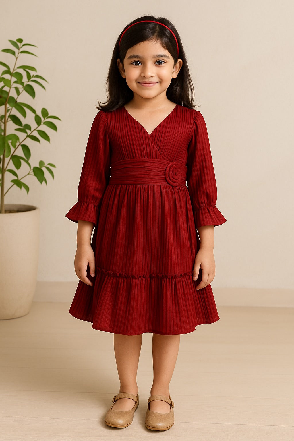 Girls Tiered Hem Casual Dress