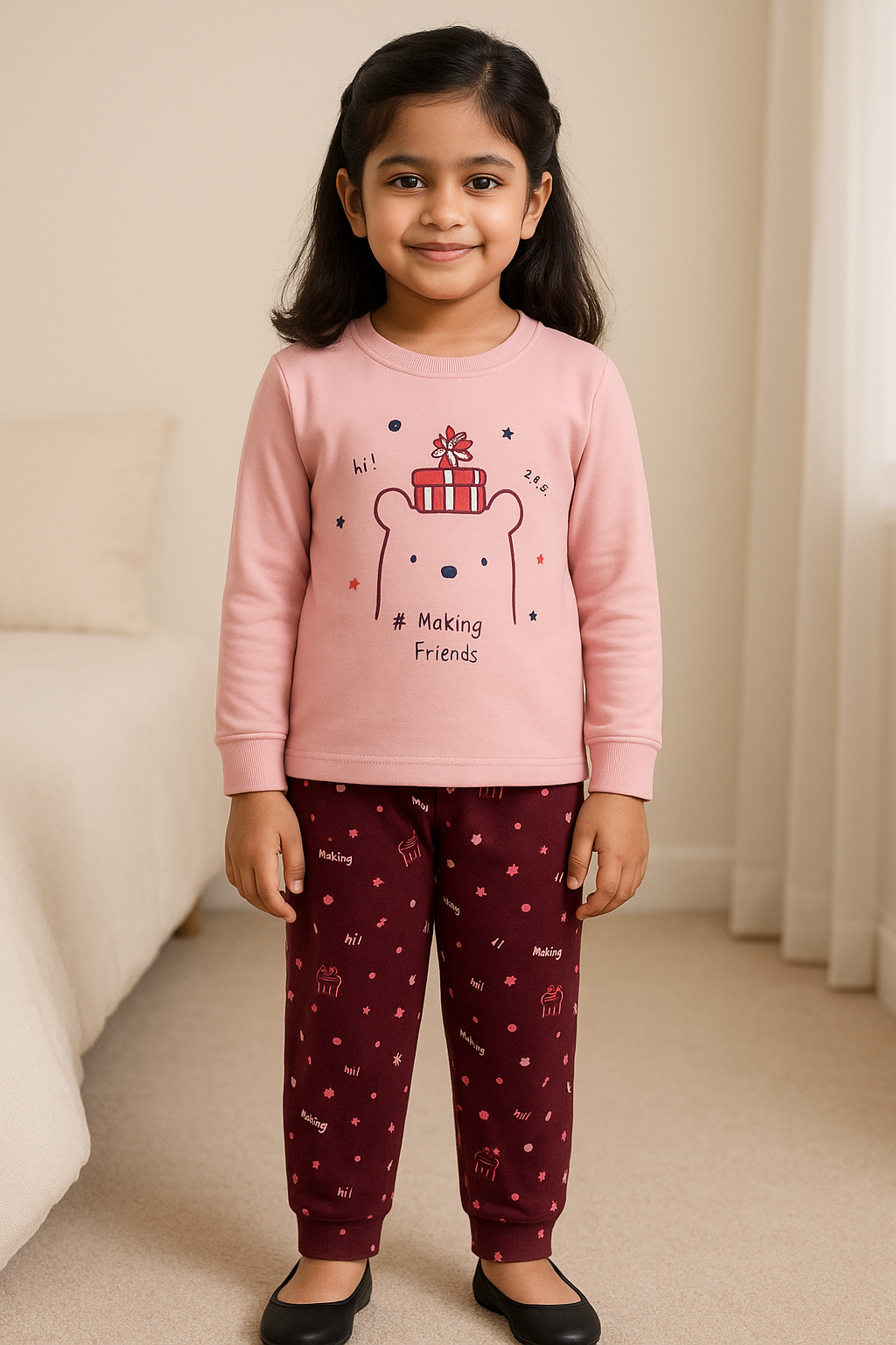 Unisex Printed Top and Bottom Pyjamas Night Dress