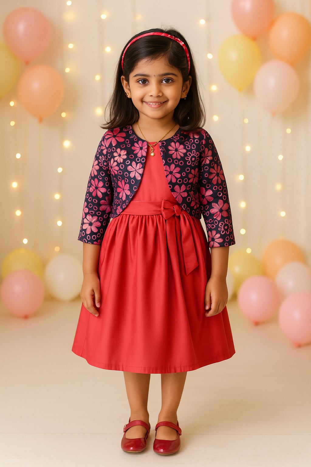 Girls Full Sleeve Solid A-Line Frock Dress