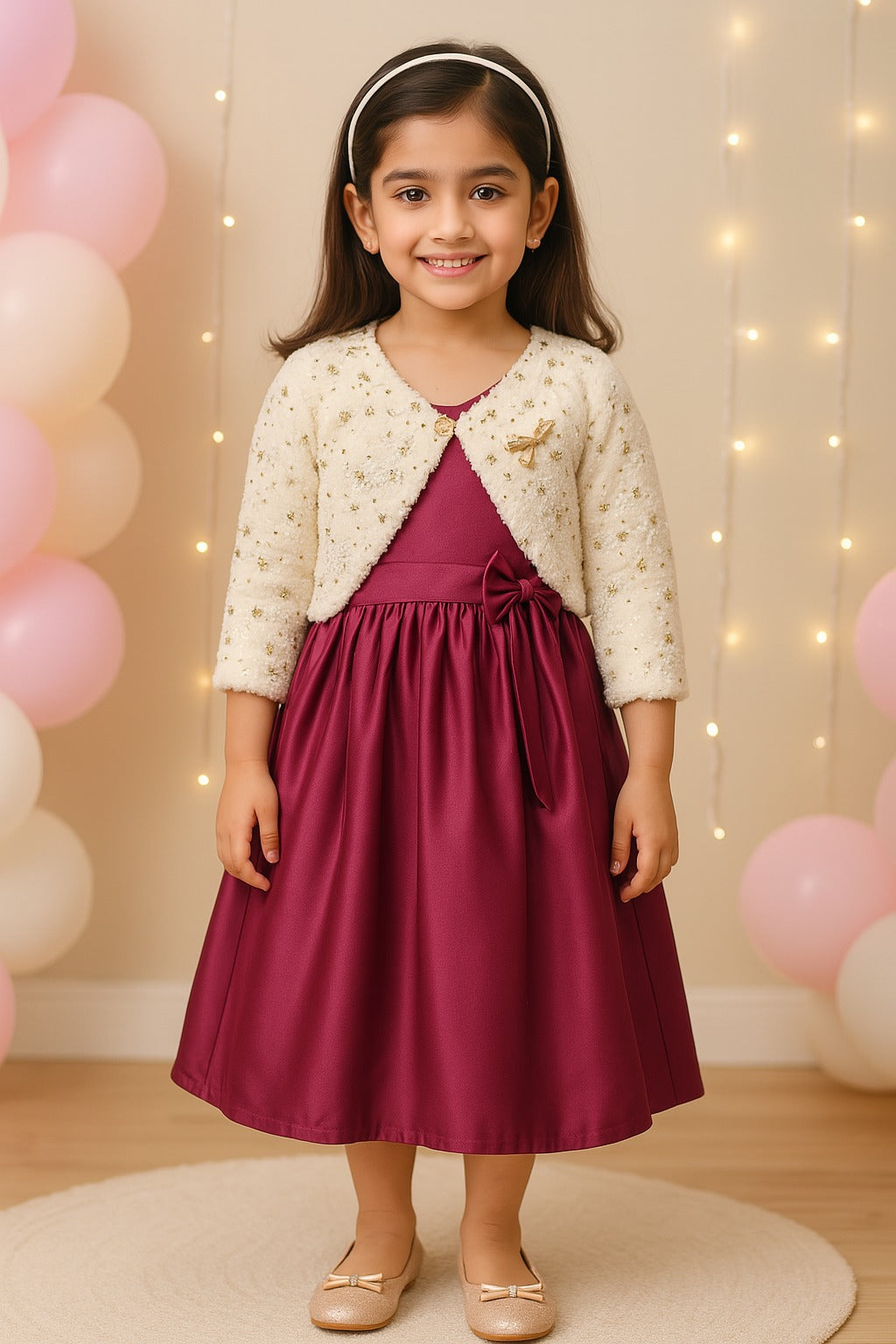 Girls Full Sleeve Solid A-Line Frock Dress
