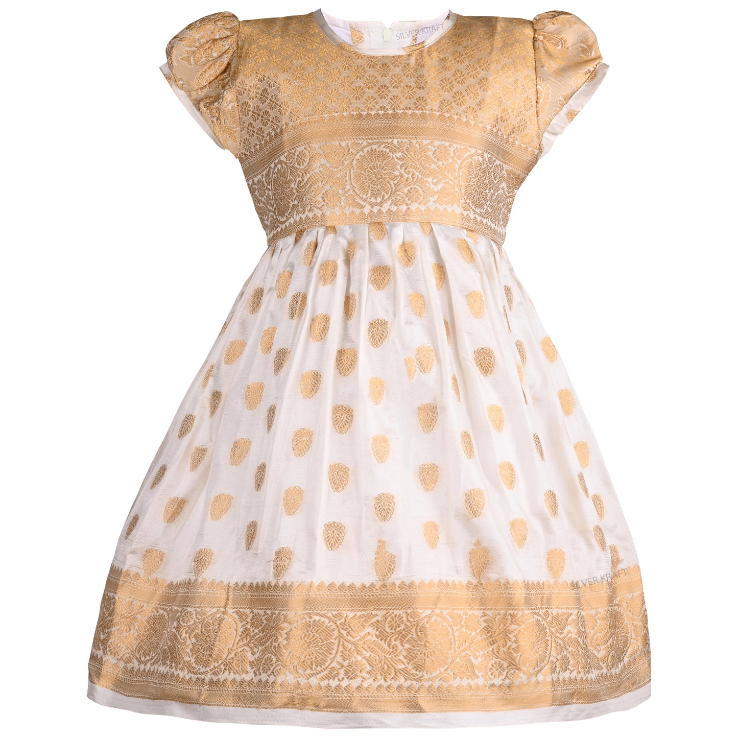 Girls Ethnic Wear Onam Dress | Buy Premium Golden Onam Dress Baby Girl Online | Girls Onam Kasavu dress