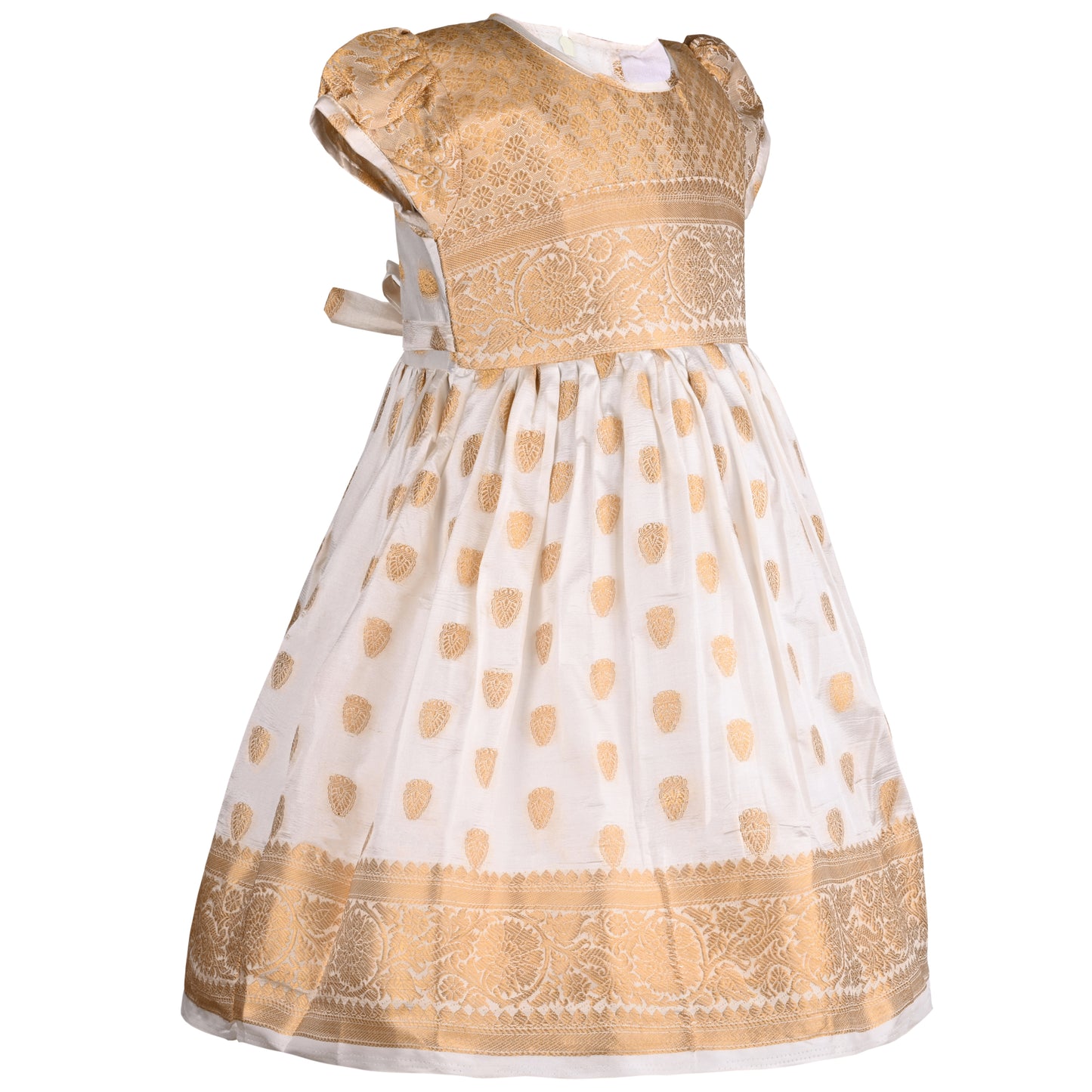 Girls Ethnic Wear Onam Dress | Buy Premium Golden Onam Dress Baby Girl Online | Girls Onam Kasavu dress