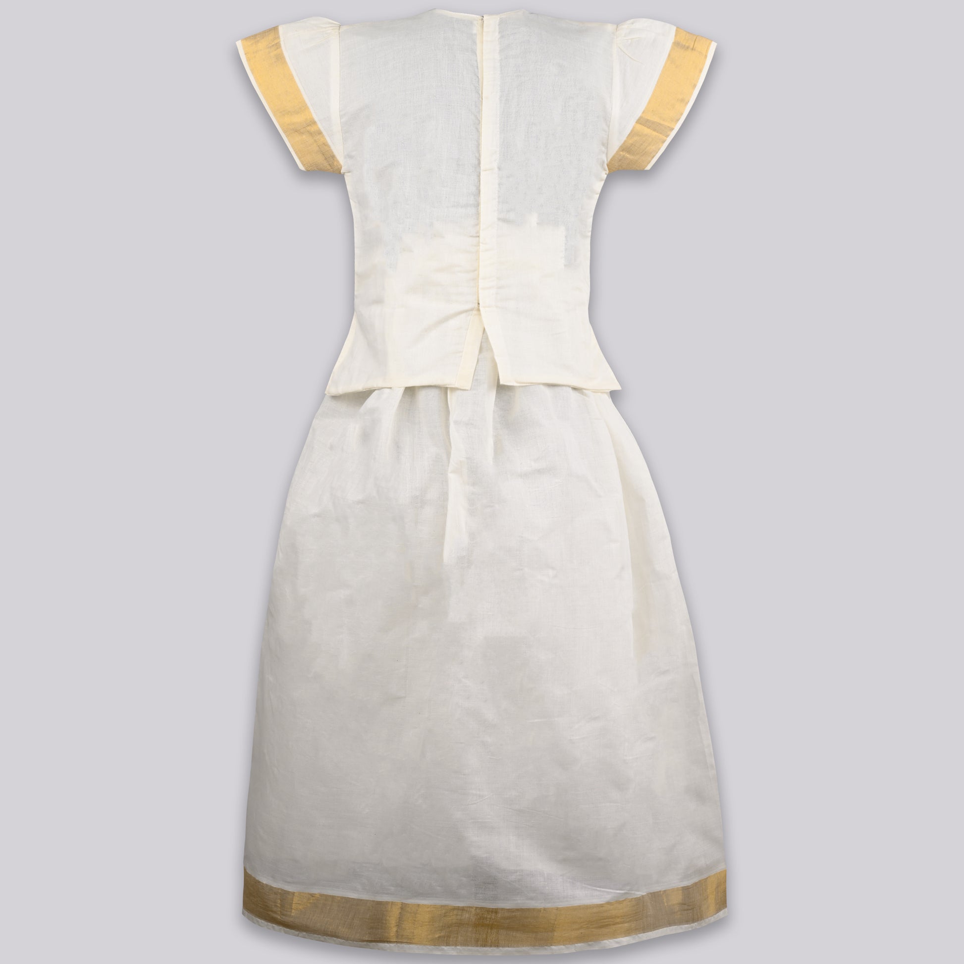 Elegant Kasavu Top & Skirt Set for Girls |  Baby Girls Onam Dress