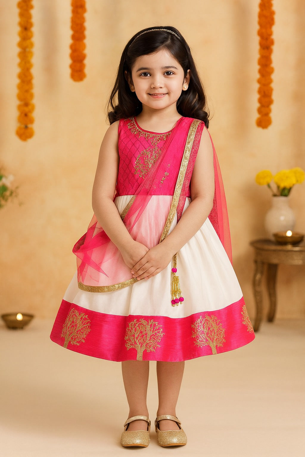 Girls Embroidered Ethnic Half saree dress