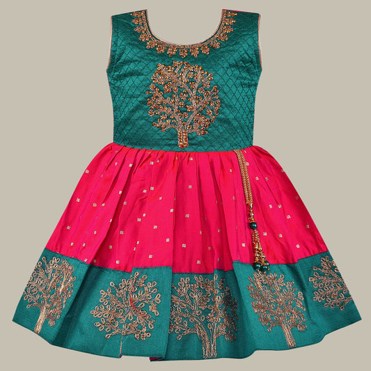 Girls Embroidered Fit and Flare Dress