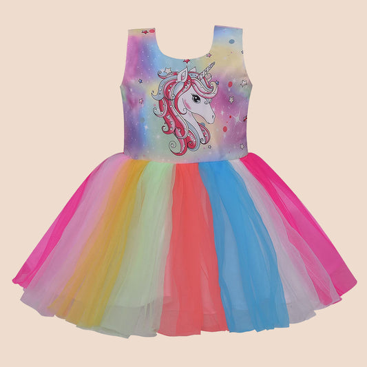 Girls Unicorn Printed A-line dress