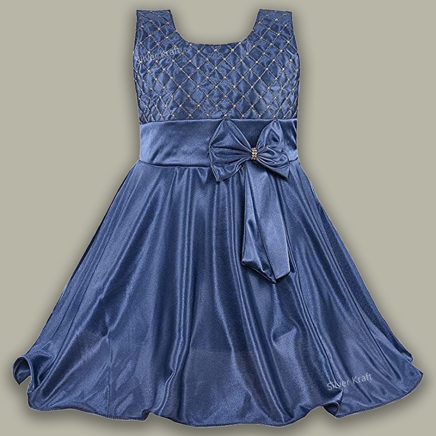 Girls Embroidered Bow Casual Dress
