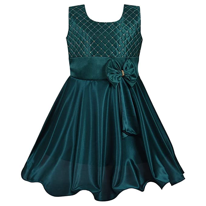 Girls Embroidered Bow Casual Dress