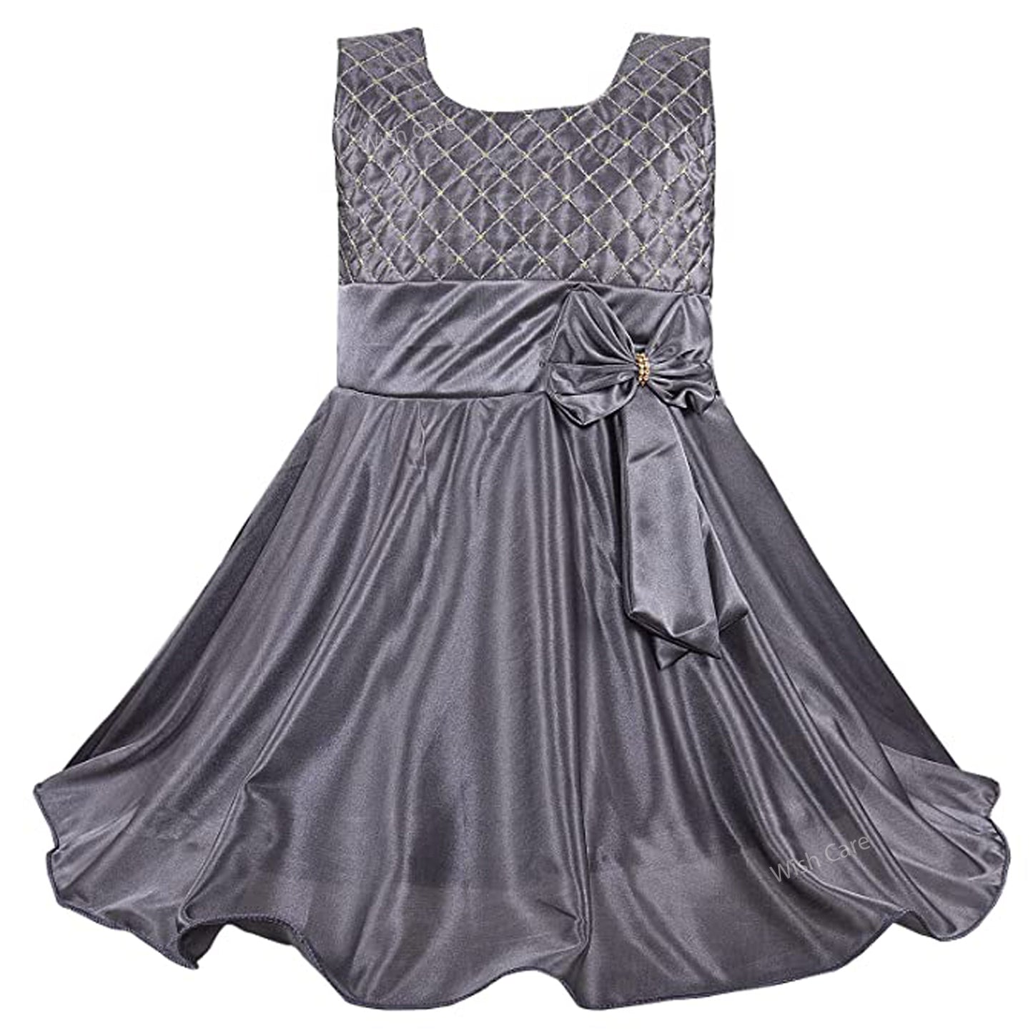 Girls Embroidered Bow Casual Dress