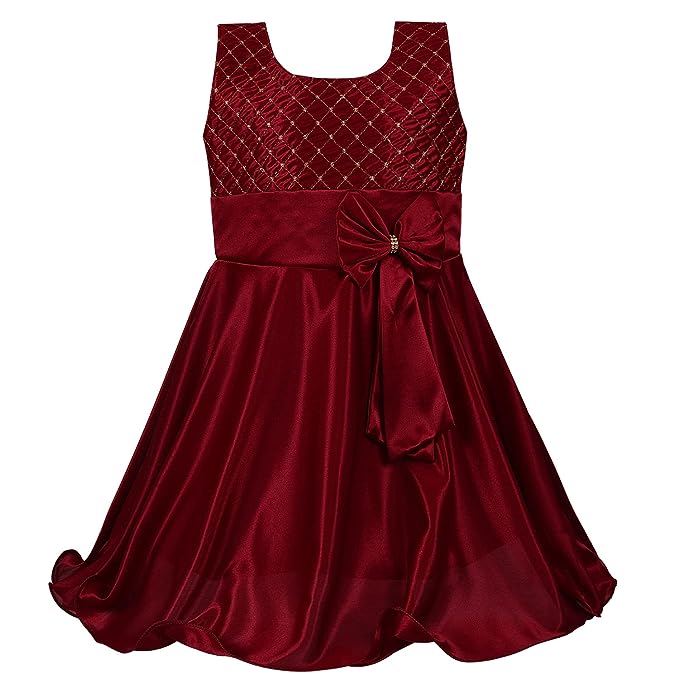 Girls Embroidered Bow Casual Dress