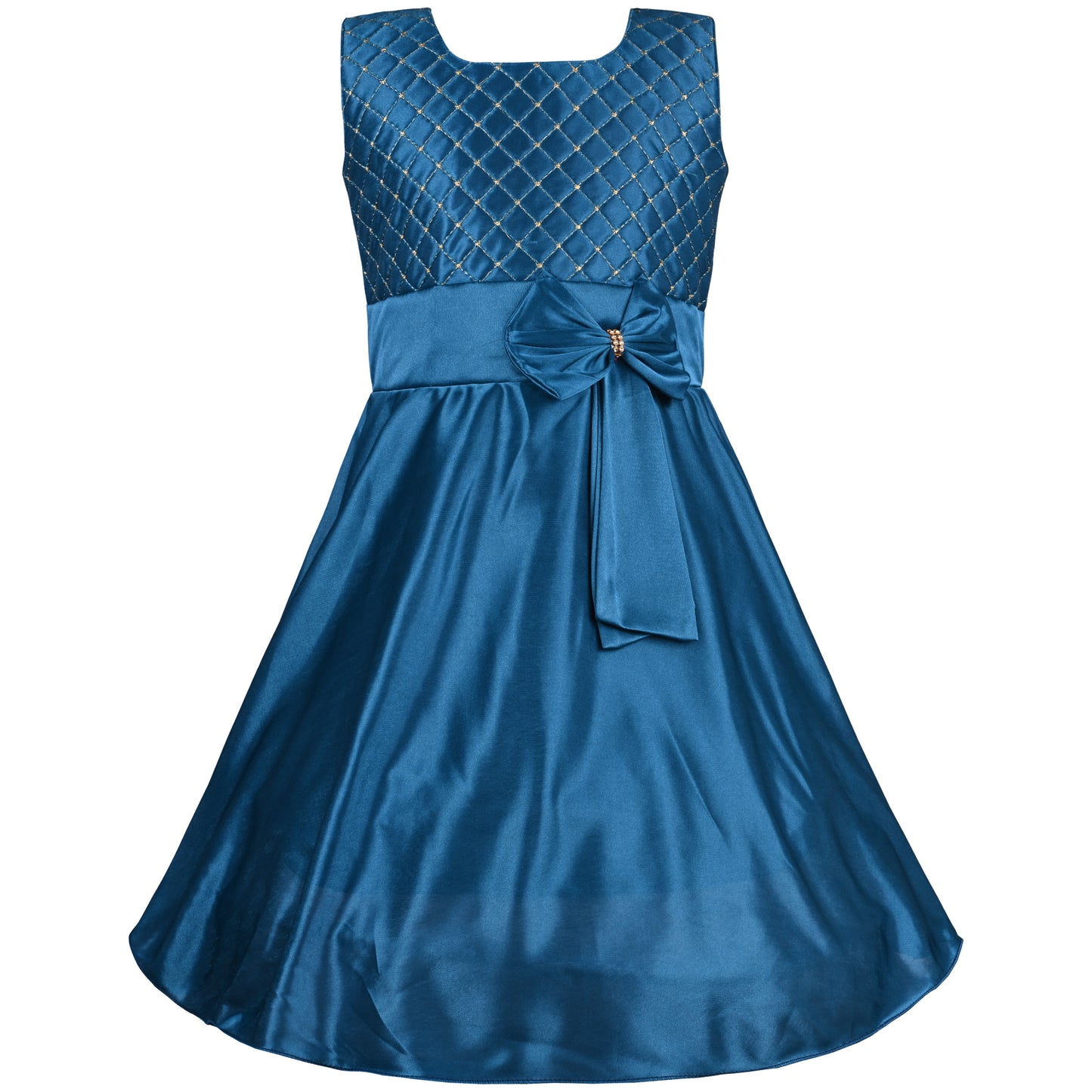 Girls Embroidered Bow Casual Dress