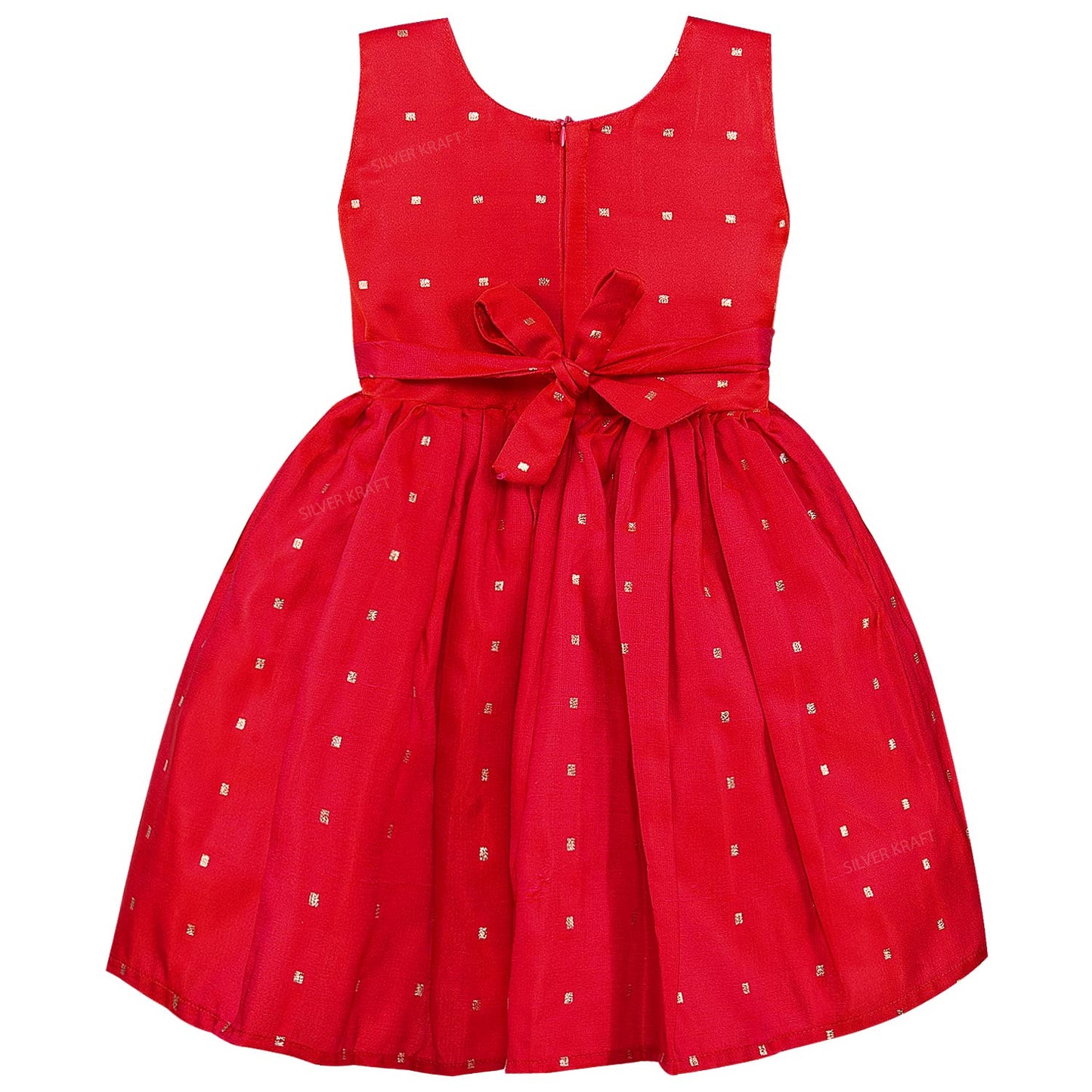 Girls Embellished Polka Dots Satin Ethnic Frock