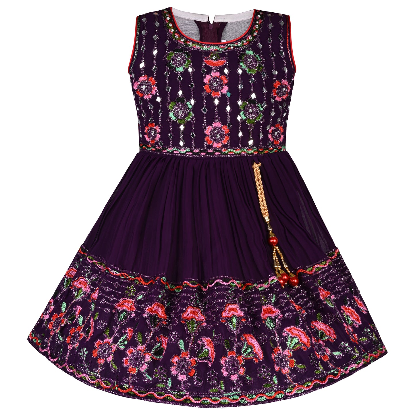 Girls Embroidered Fit and Flare Frock Dress