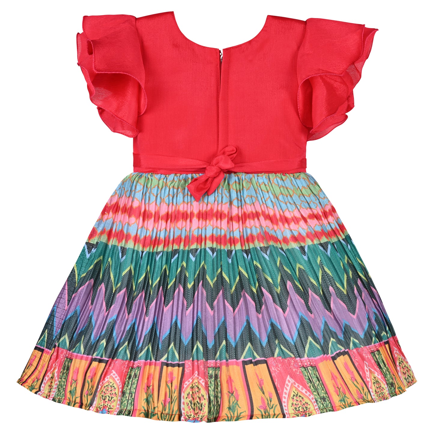 Girls Ethnic Printed and Embroidered Dress