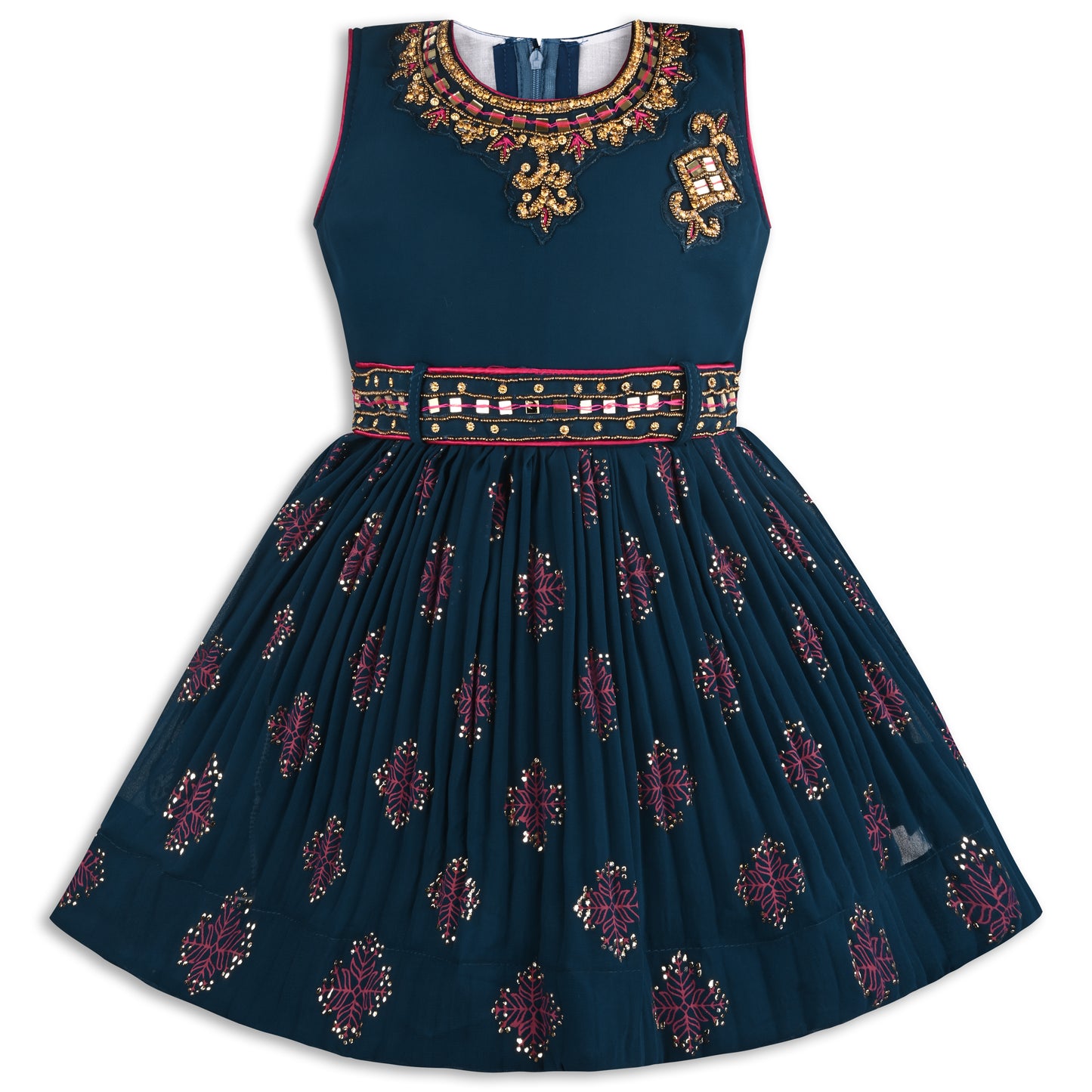 Girls Floral Print Fit and Flare Frock Dress
