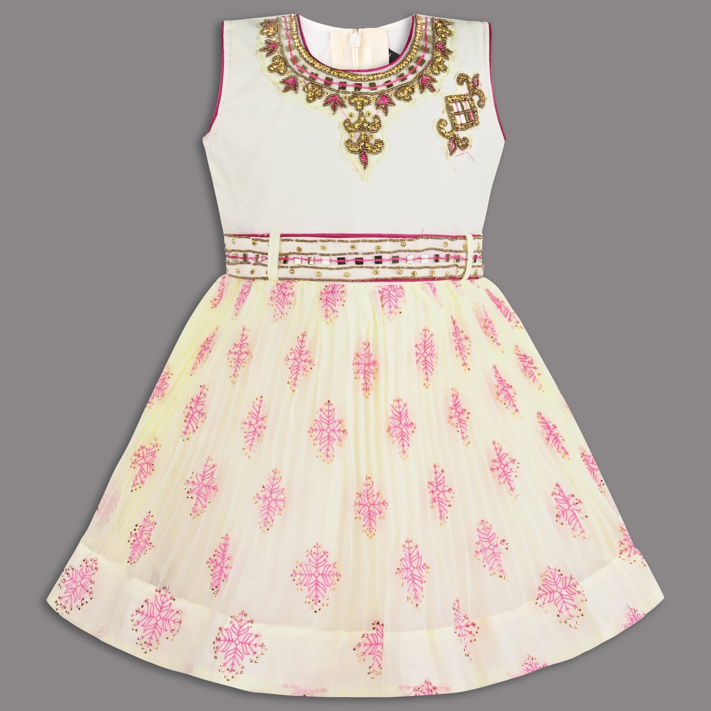 Girls Floral Print Fit and Flare Frock Dress