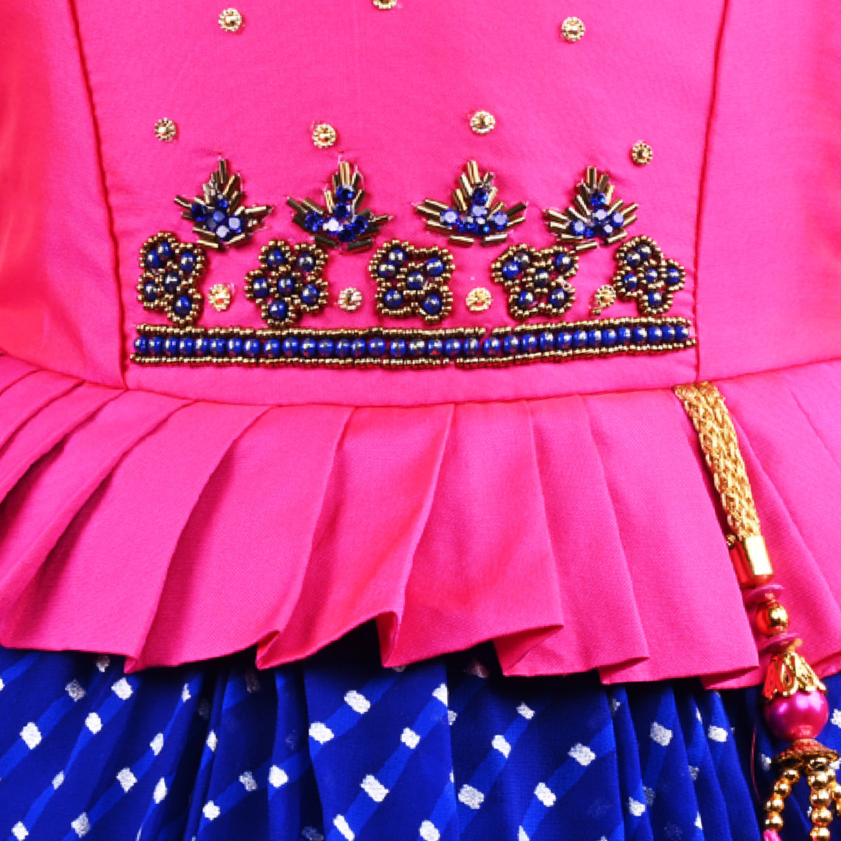 Girls Layered Bead Embellished Ethnic Dress - Wish Karo - photo 3