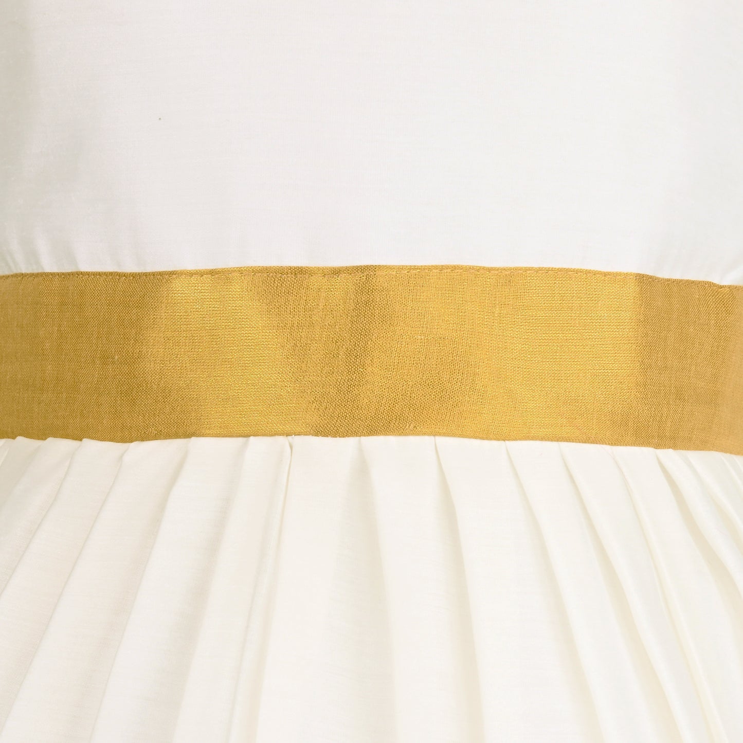 Girls Golden Kasavu Pleated Dress