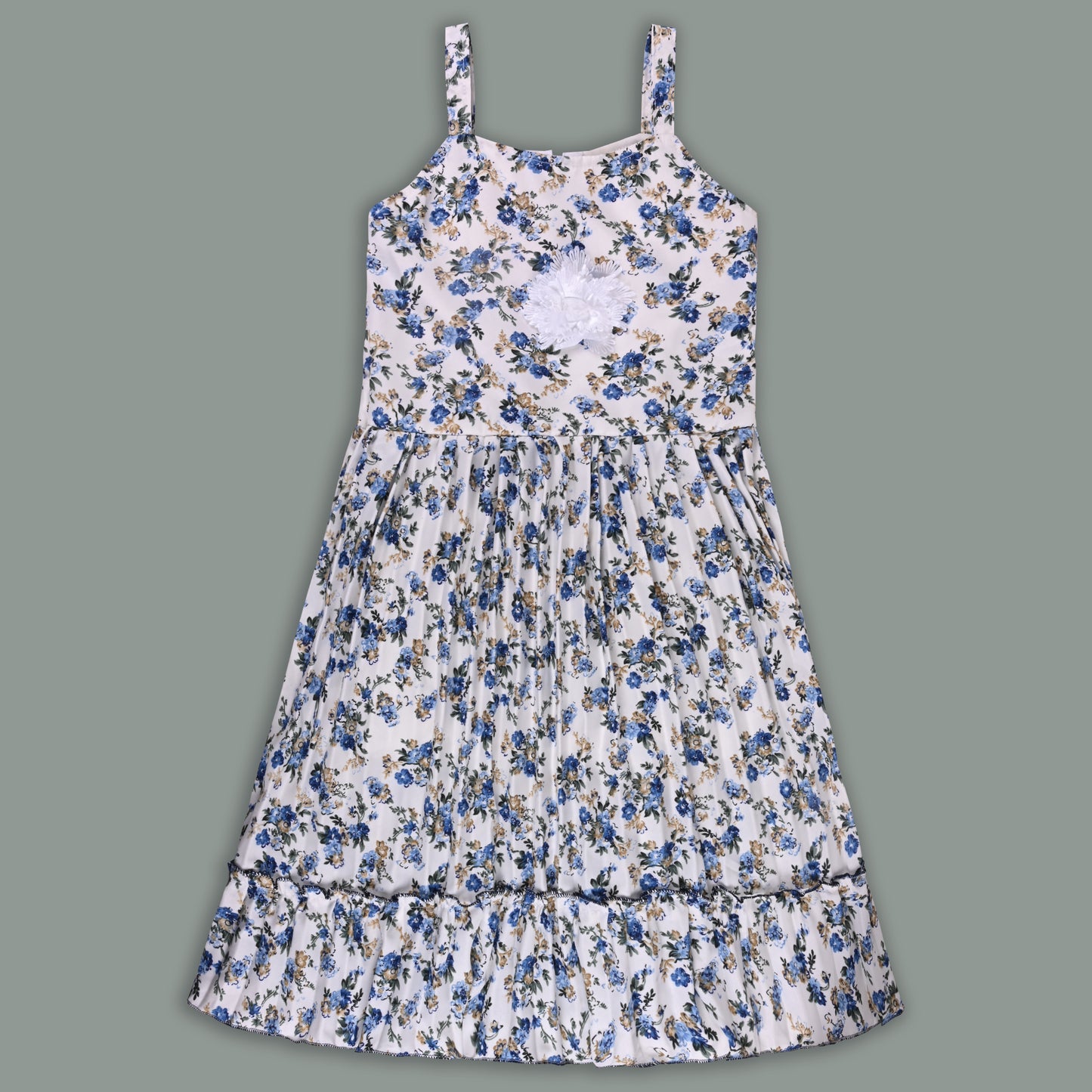 Girls Floral Print Tiered Dress with Shirt Top