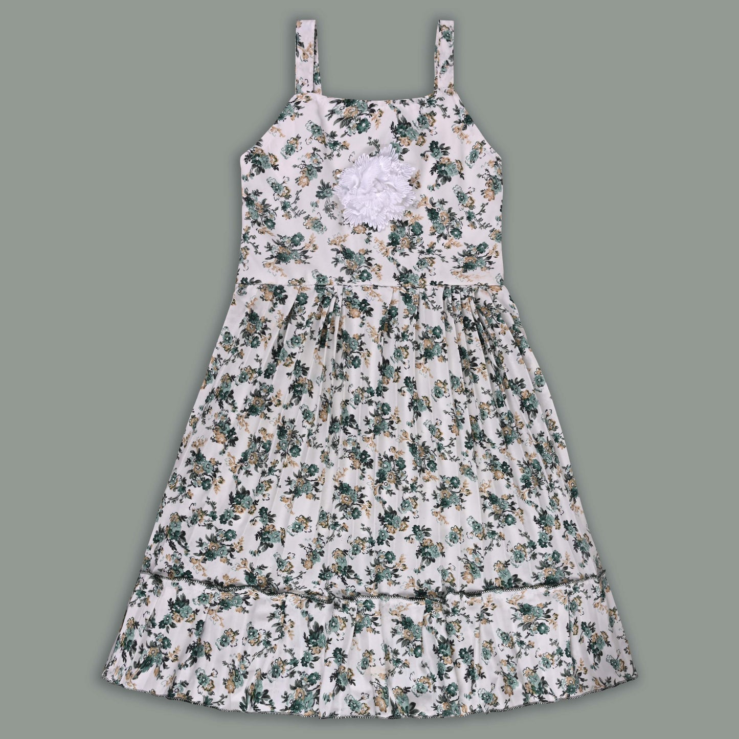 Girls Floral Print Tiered Dress with Shirt Top
