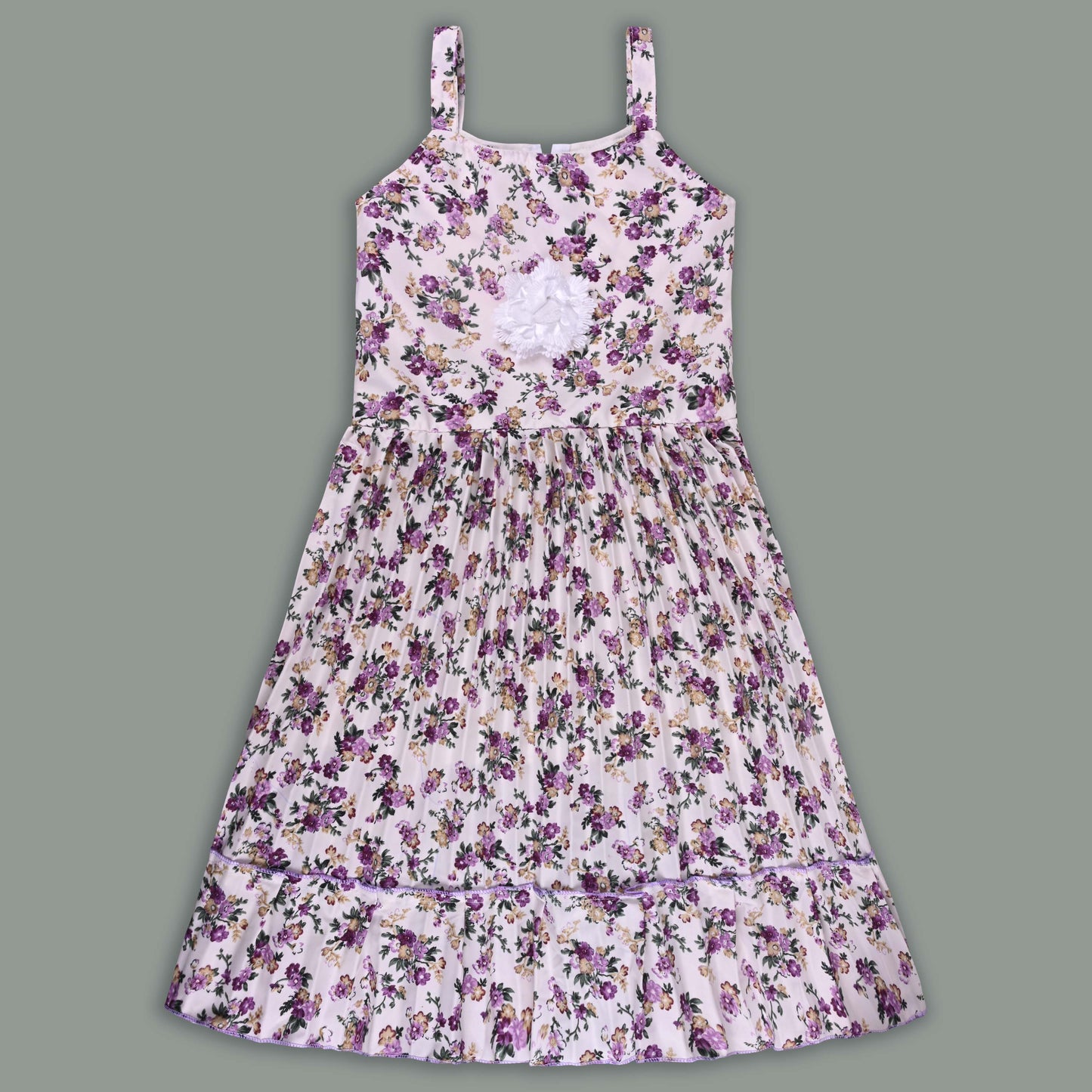 Girls Floral Print Tiered Dress with Shirt Top