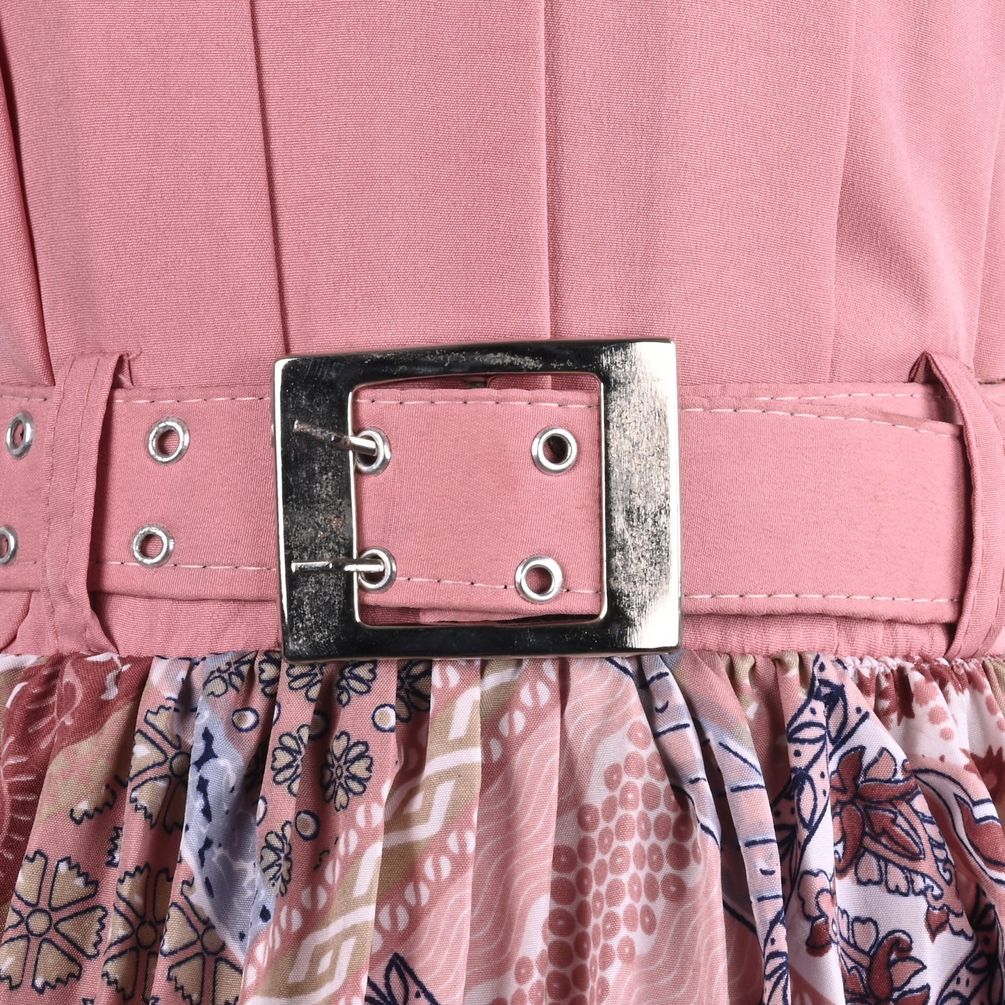 Girls Stylish Printed Casual Dress with Pearl Embellished Sleeves