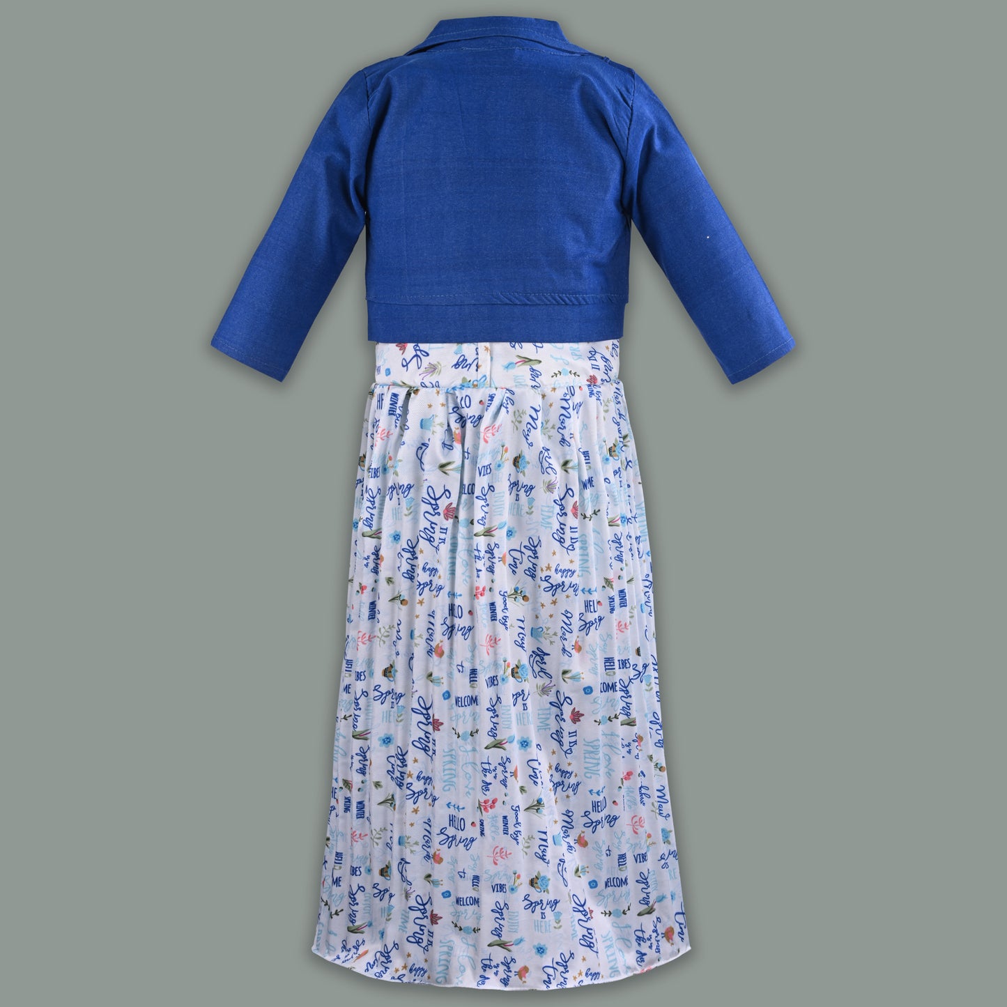 Girls Floral Print Flared Casual Dress with Jacket