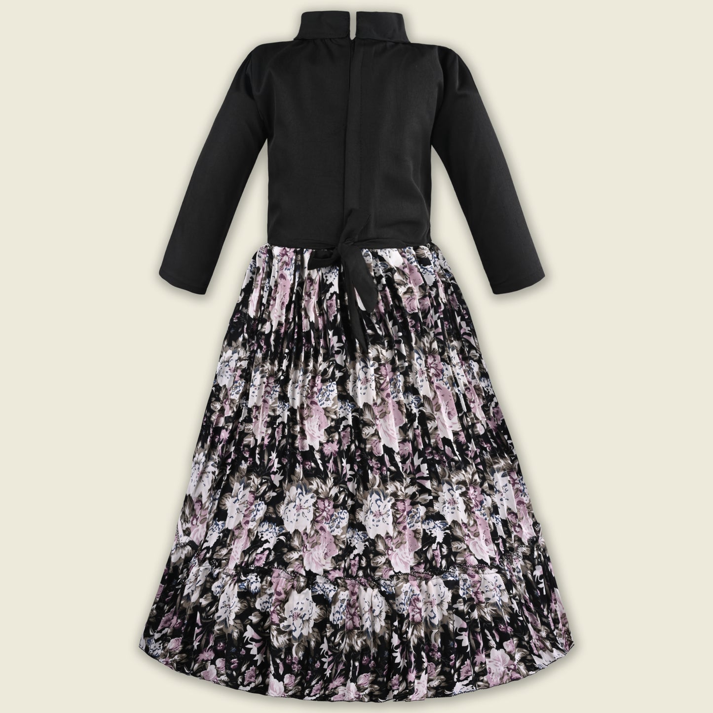 Girls Floral Print Satin Collared Casual Dress fe3444
