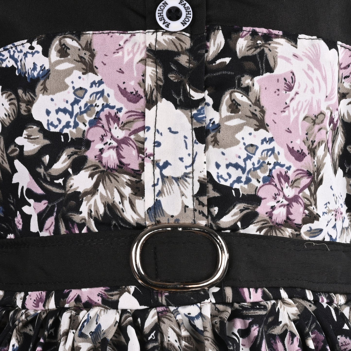 Girls Floral Print Satin Collared Casual Dress fe3444