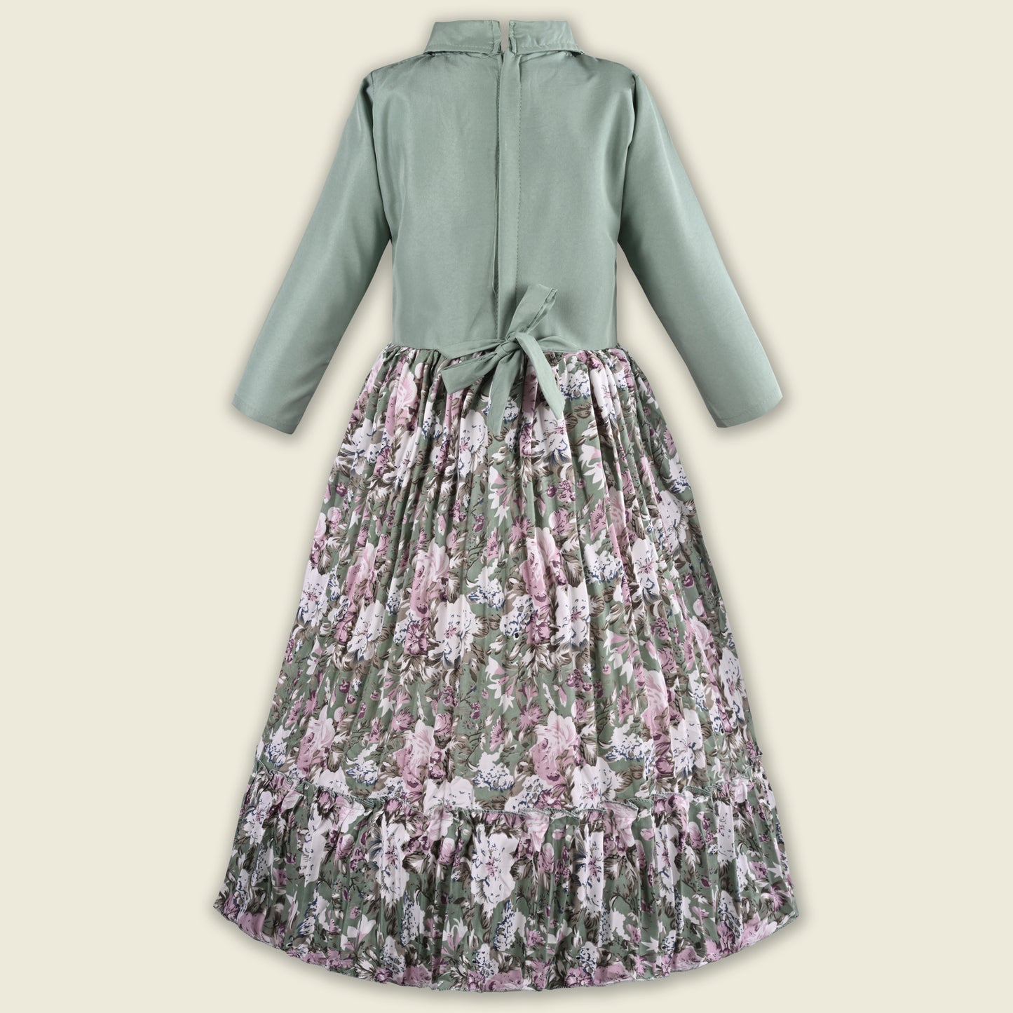 Girls Floral Print Satin Collared Casual Dress fe3444