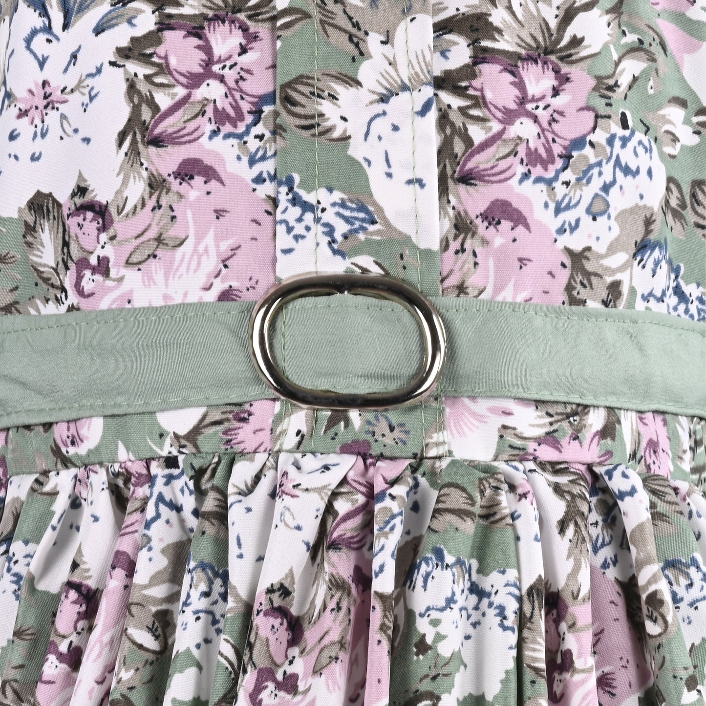 Girls Floral Print Satin Collared Casual Dress fe3444