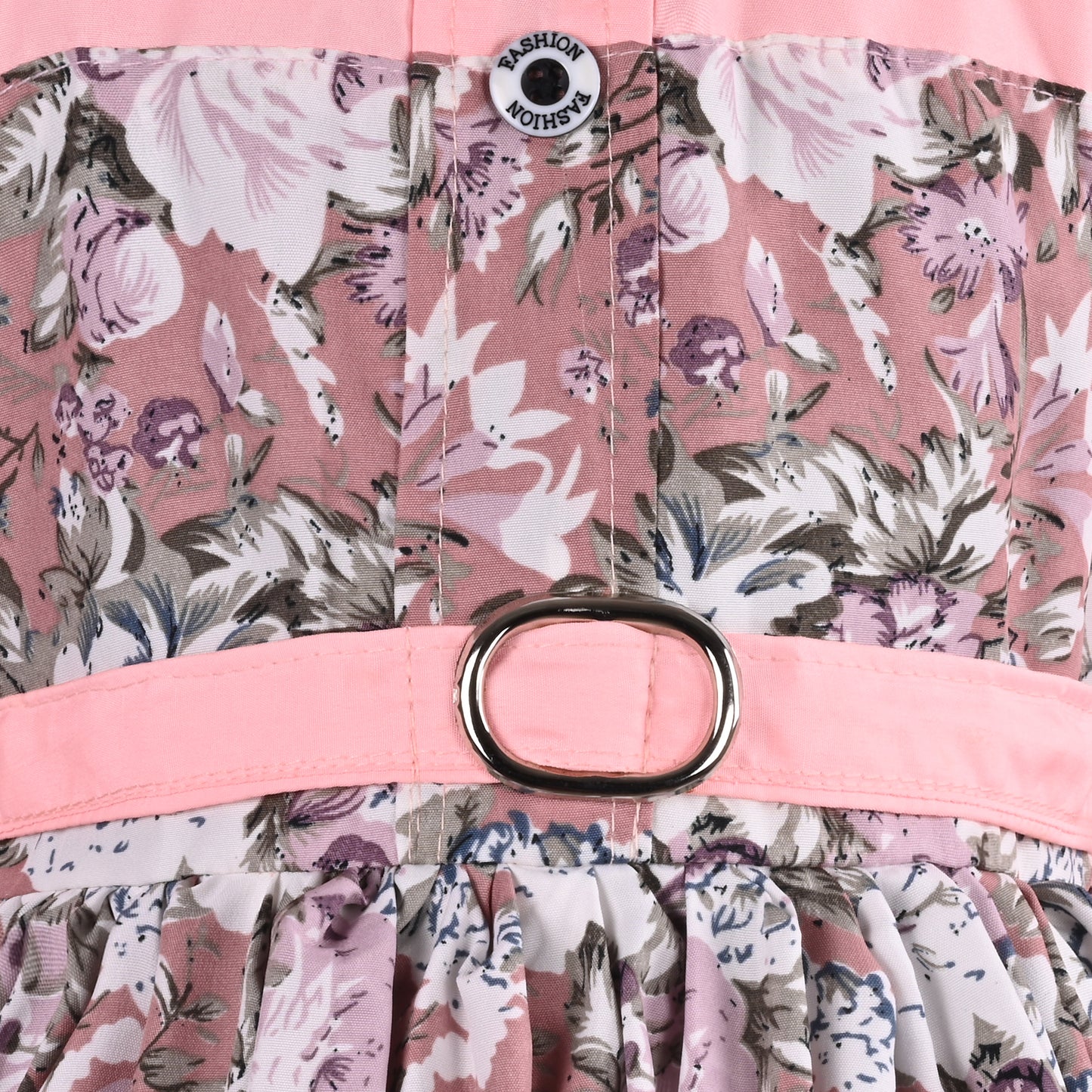 Girls Floral Print Satin Collared Casual Dress fe3444