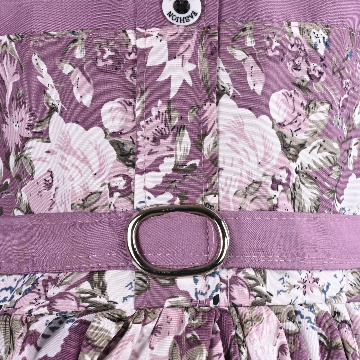 Girls Floral Print Satin Collared Casual Dress fe3444