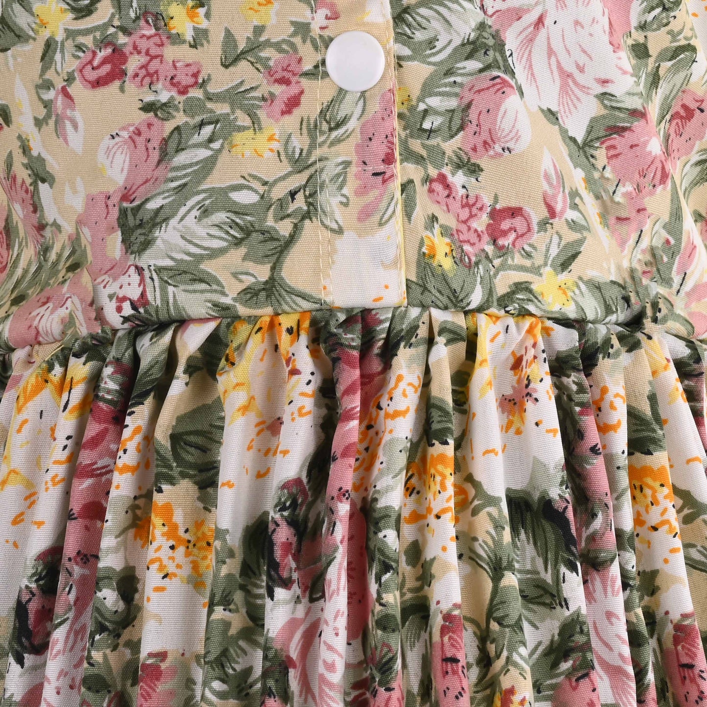 Girls Floral Print Satin Collared Casual Dress