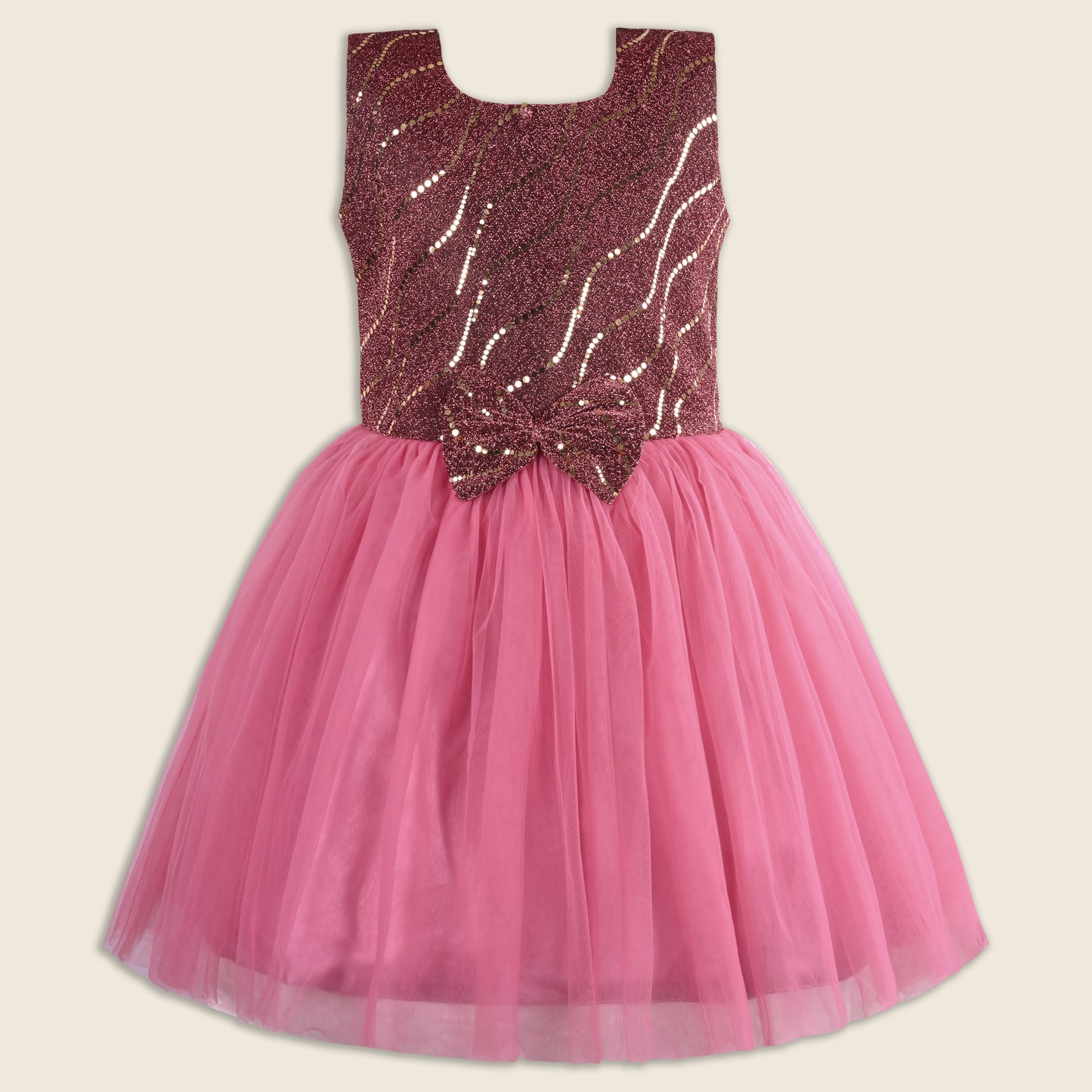 Girls Shimmery Bow Net Party Dress