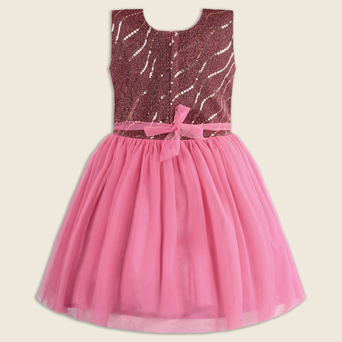 Girls Shimmery Bow Net Party Dress