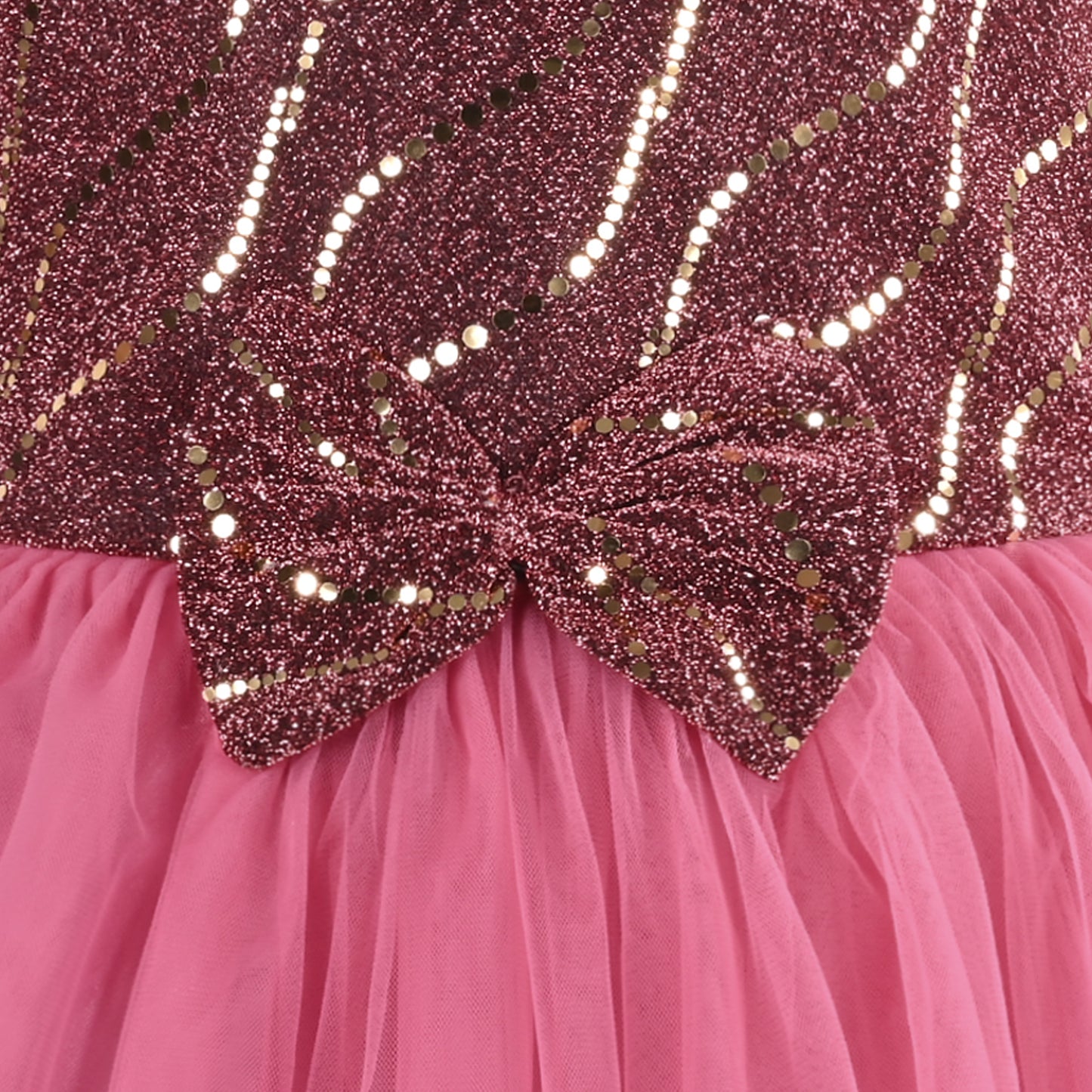 Girls Shimmery Bow Net Party Dress
