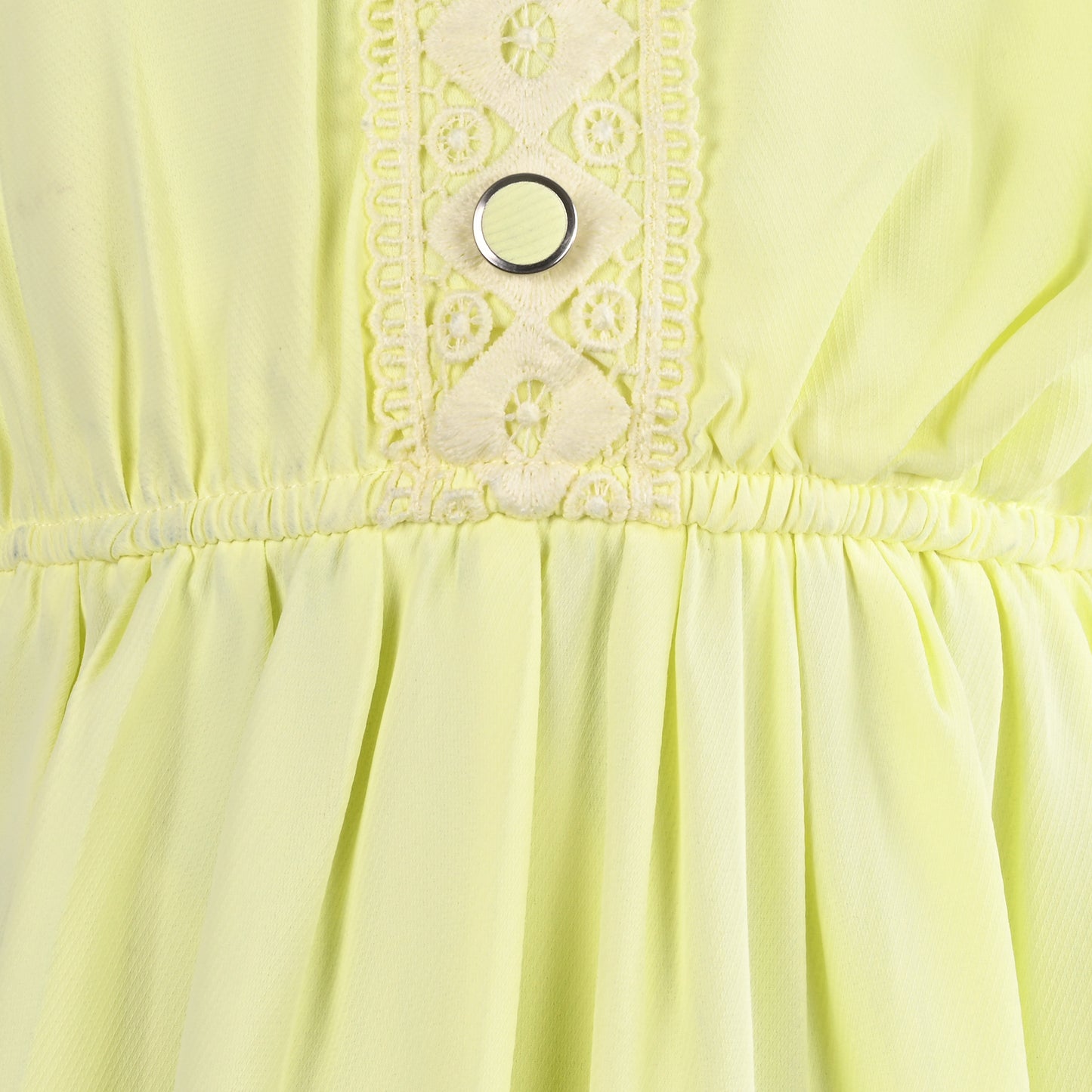 Girls Full Sleeve Rayon Casual Dress with Lace Detailing