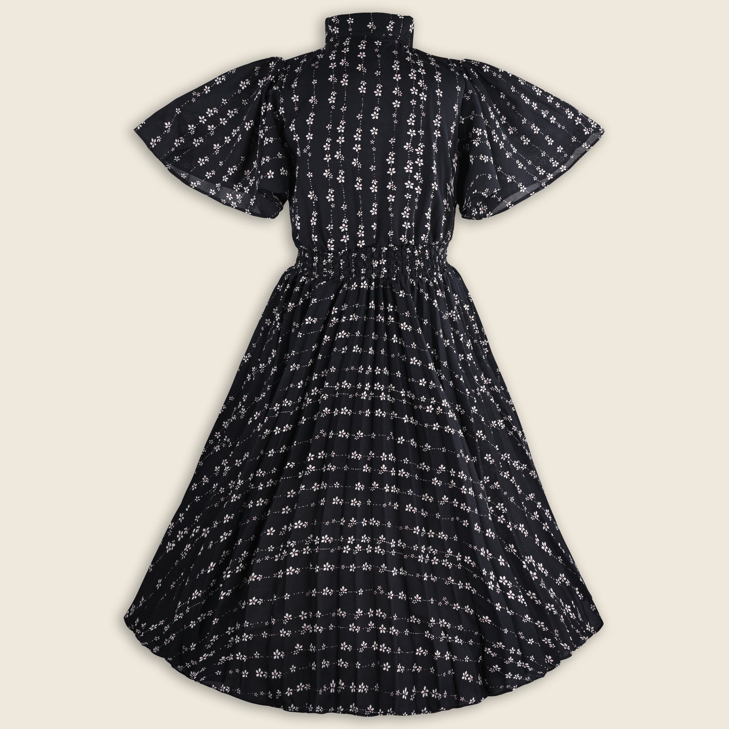 Girls Floral Print Georgette Casual Dress with Flared Sleeves