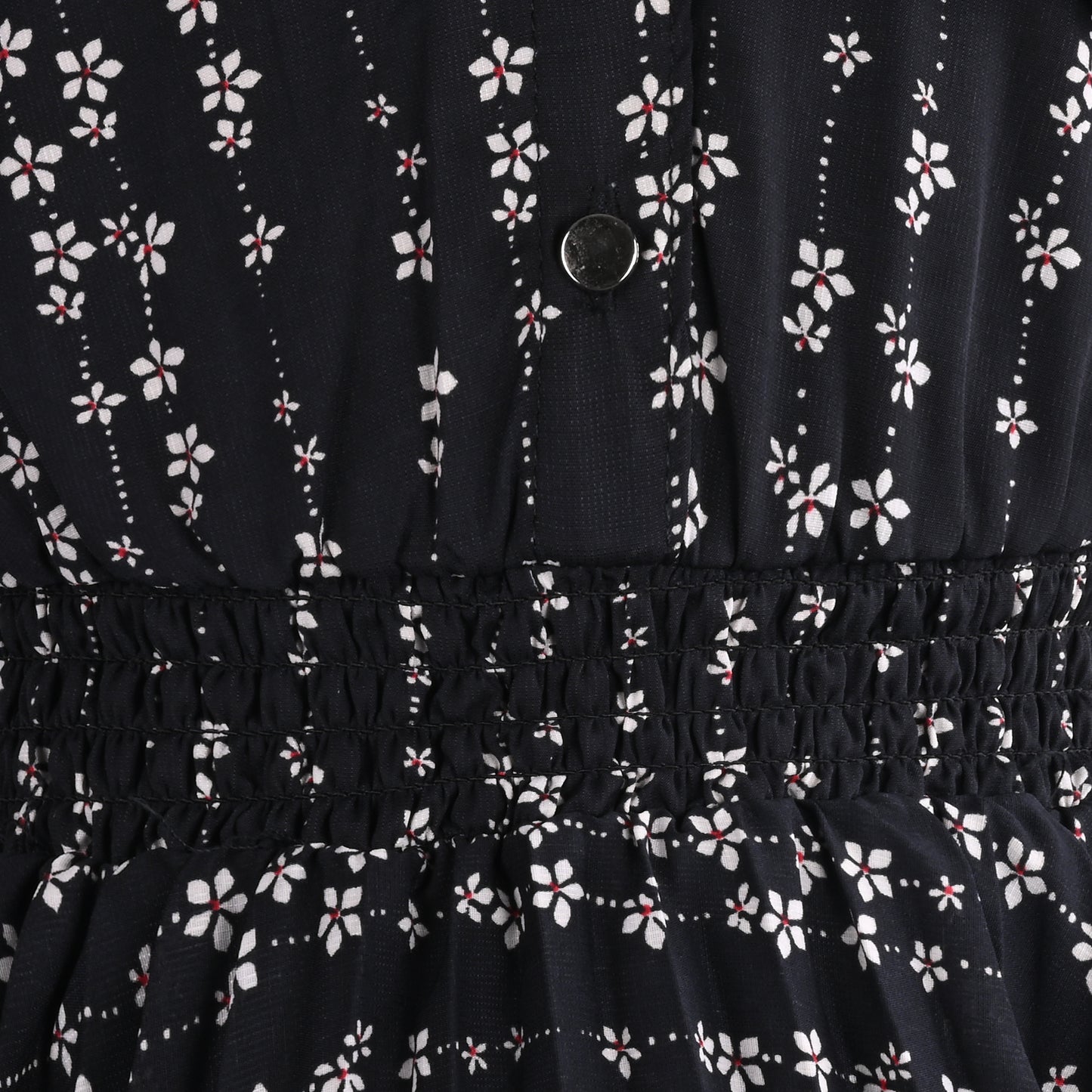 Girls Floral Print Georgette Casual Dress with Flared Sleeves