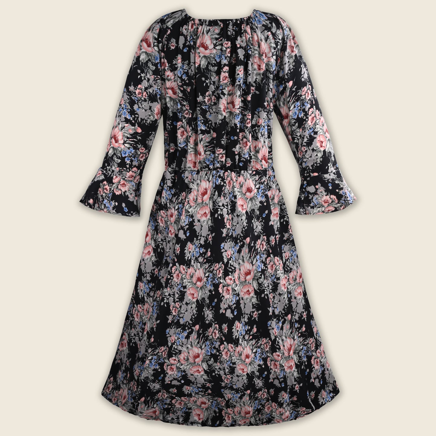 Girls Floral Printed Georgette Pleated Casual Dress