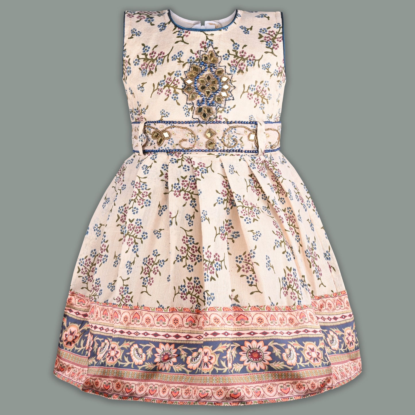 Girls Bead Embellished Floral Ethnic Dress fe3545